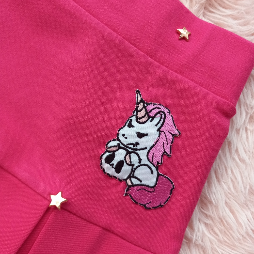 SOLD💥Customized Dolls Kill hot pink pleated skrt! unicorn 🦄 gold chain - Picture 14 of 16